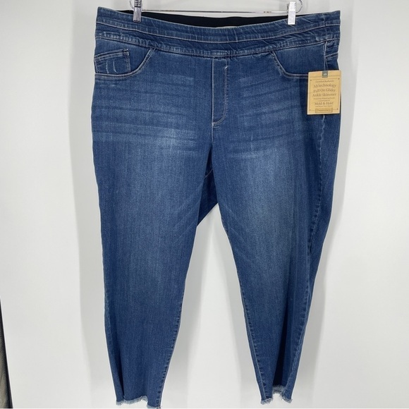 Democracy Ab Technology Jeans Womens Size 24 W Pull On Denim Stretch Fray Ankle - Picture 1 of 6